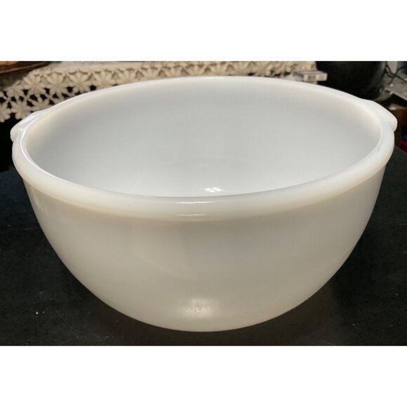 Glasbake 4 Qt White Milk Glass Mixing Bowl Sunbeam Replacement Durable Design - Picture 3 of 8